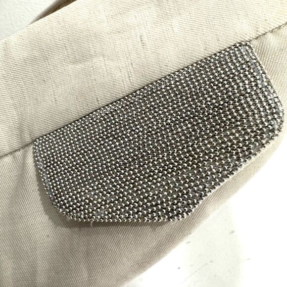 NEW FABIANA FILIPPI Mid-Rise Cropped Linen Trousers with rhinestone pocket - Picture 9 of 9